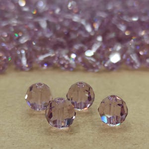 Swarovski Light Amethyst Crystal Beads: 8mm Round Cut