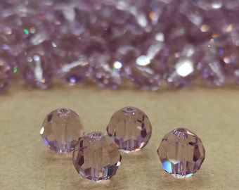 Swarovski licht-amethist kristalkralen: 8 mm rond geslepen