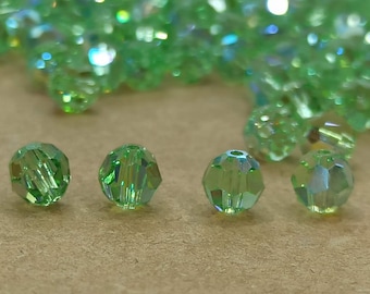 Swarovski Peridot AB Crystal Beads: Faceted Round Suncatchers