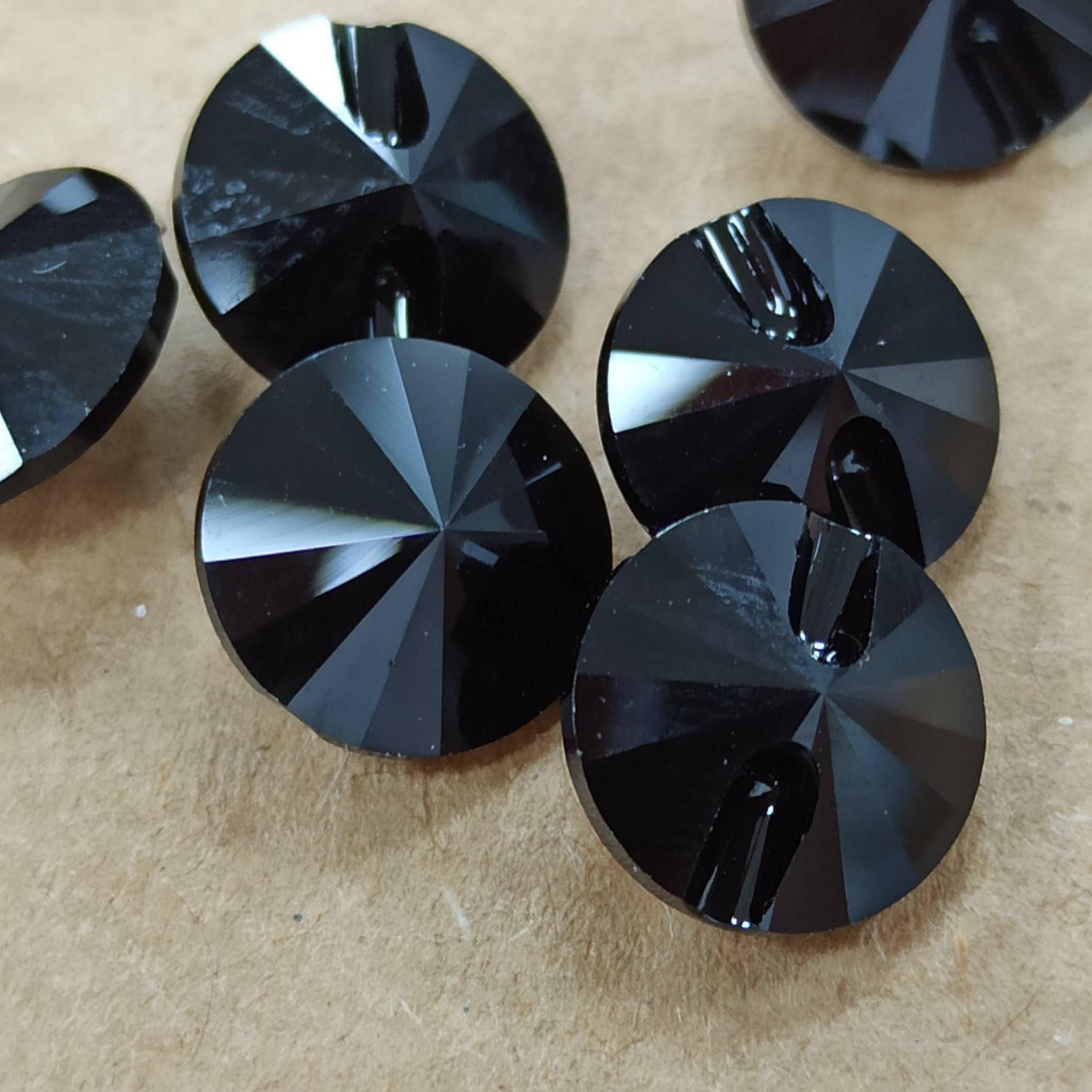 Swarovski 3015 Rivoli Black Jet Crystal Button: 12mm Round - Etsy