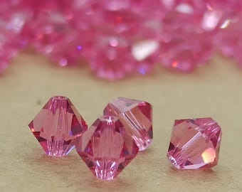 Perline bicono Swarovski Rose Crystal: vetro rosa sfaccettato da 3-8 mm
