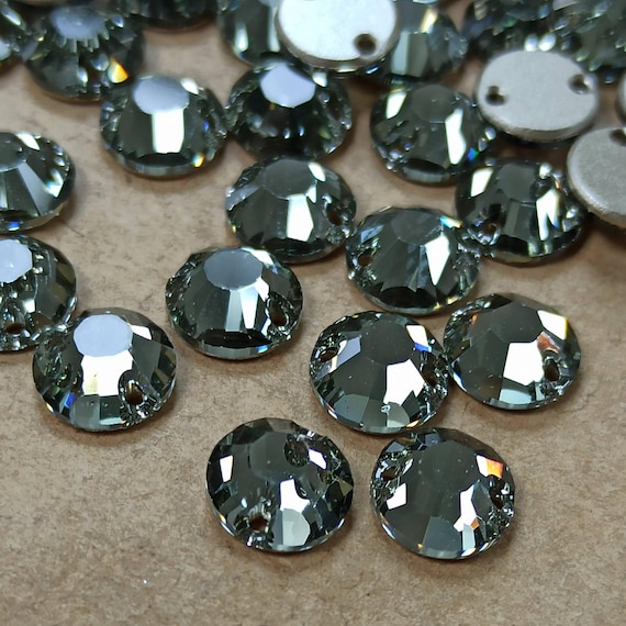 Swarovski Black Diamond Chaton Crystal: 8mm Sew-on Rhinestone