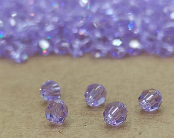 Swarovski violette kristalkralen: rond gefacetteerd 4 mm