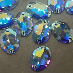 Swarovski 3210 Oval Crystal Ab Sew On Stones, Oval Crystal Stone, Oval Glass Beads, Bead Embroidery, 2 Hole Beads, Sew On Patch