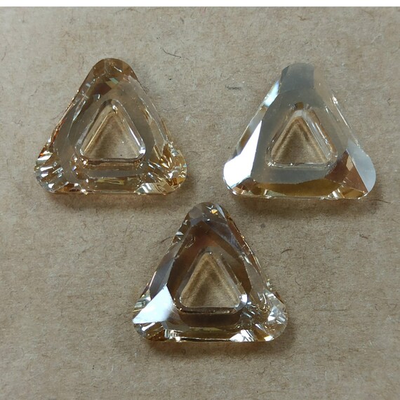 Swarovski 4737 Golden Shadow Triangle Pendant: 20mm Open Crystal