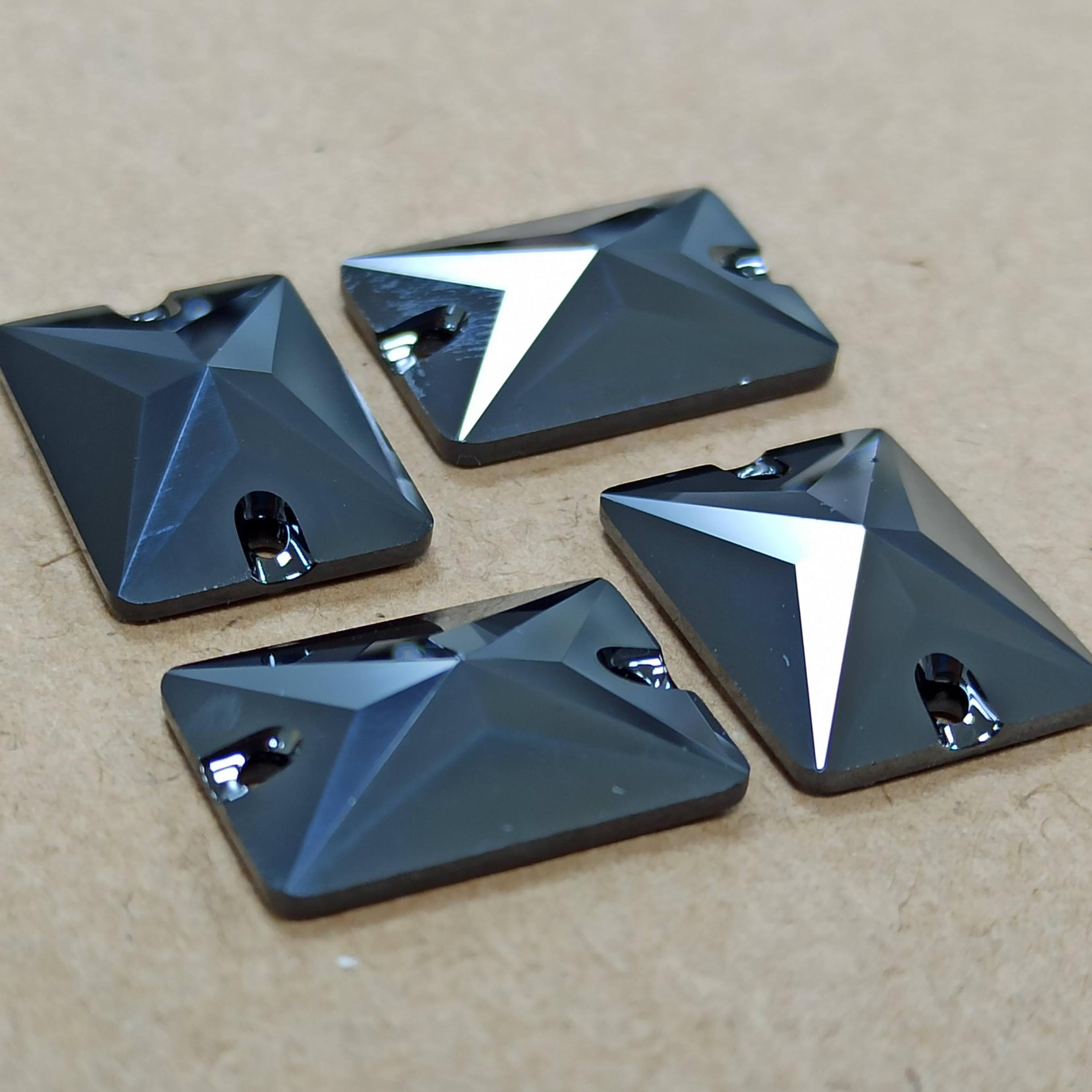 Swarovski Black Jet Hematite Rectangle Sew-on Crystal Stone - Etsy