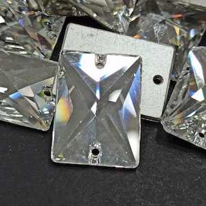 Swarovski Rectangle Sew-on Crystal Stone: Silver Gemstone Bead