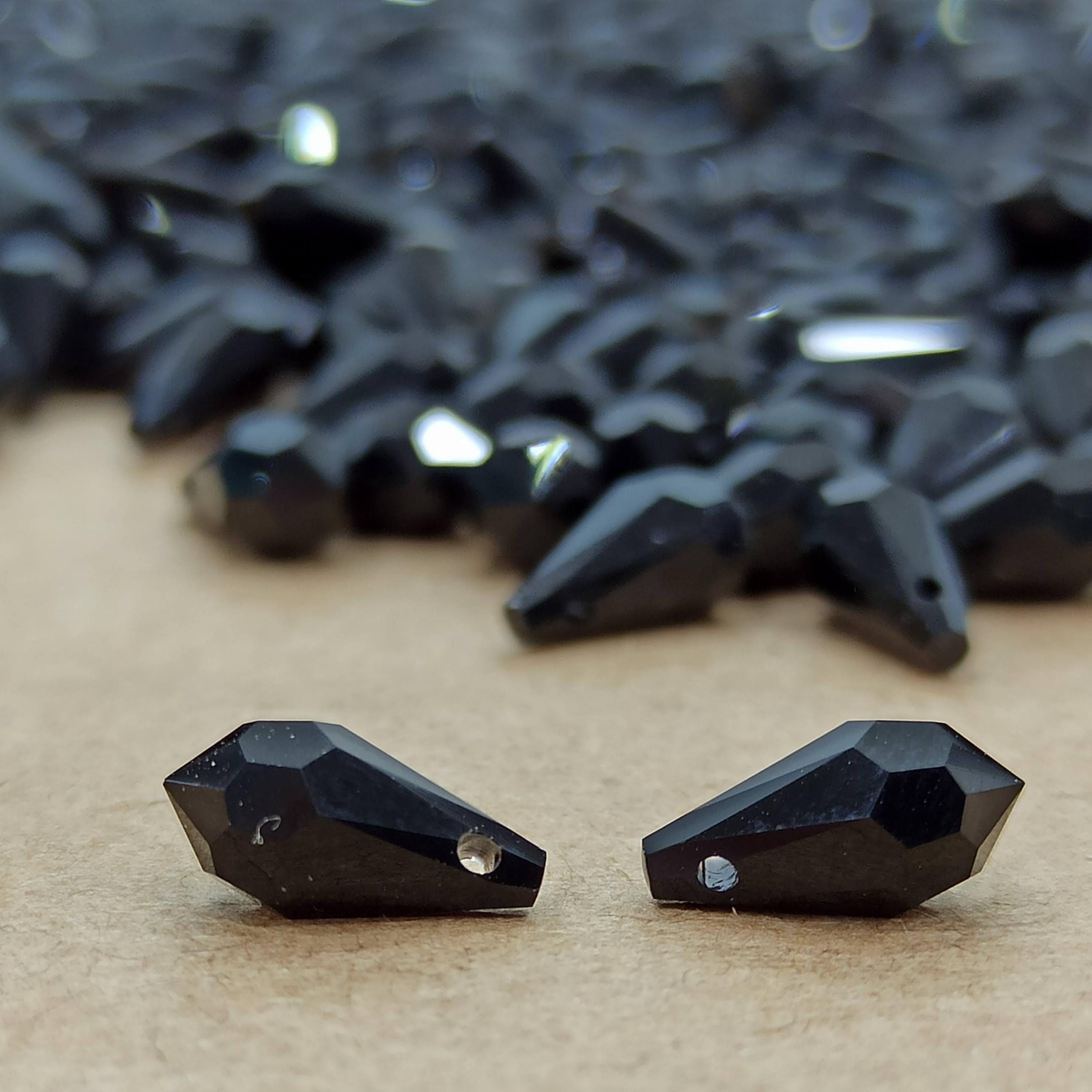 Swarovski Jet Black Teardrop Crystal Pendant Beads (11mm)