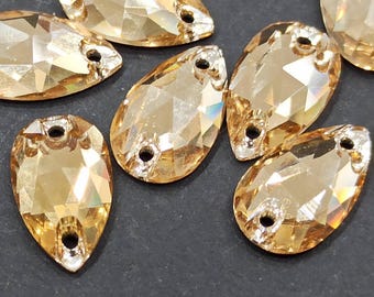 Swarovski Light Colorado Topaz Teardrop Sew On Crystal (12x7mm)