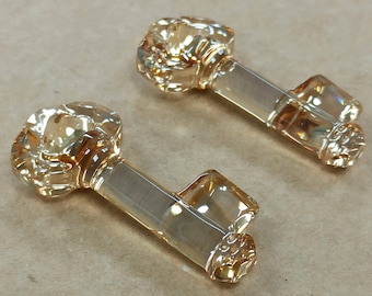 Golden Shadow Swarovski Crystal Key Pendant: Elegant Necklace Charm