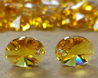 Colgante ovalado de cristal Swarovski Light Topaz: cristal austriaco 6028