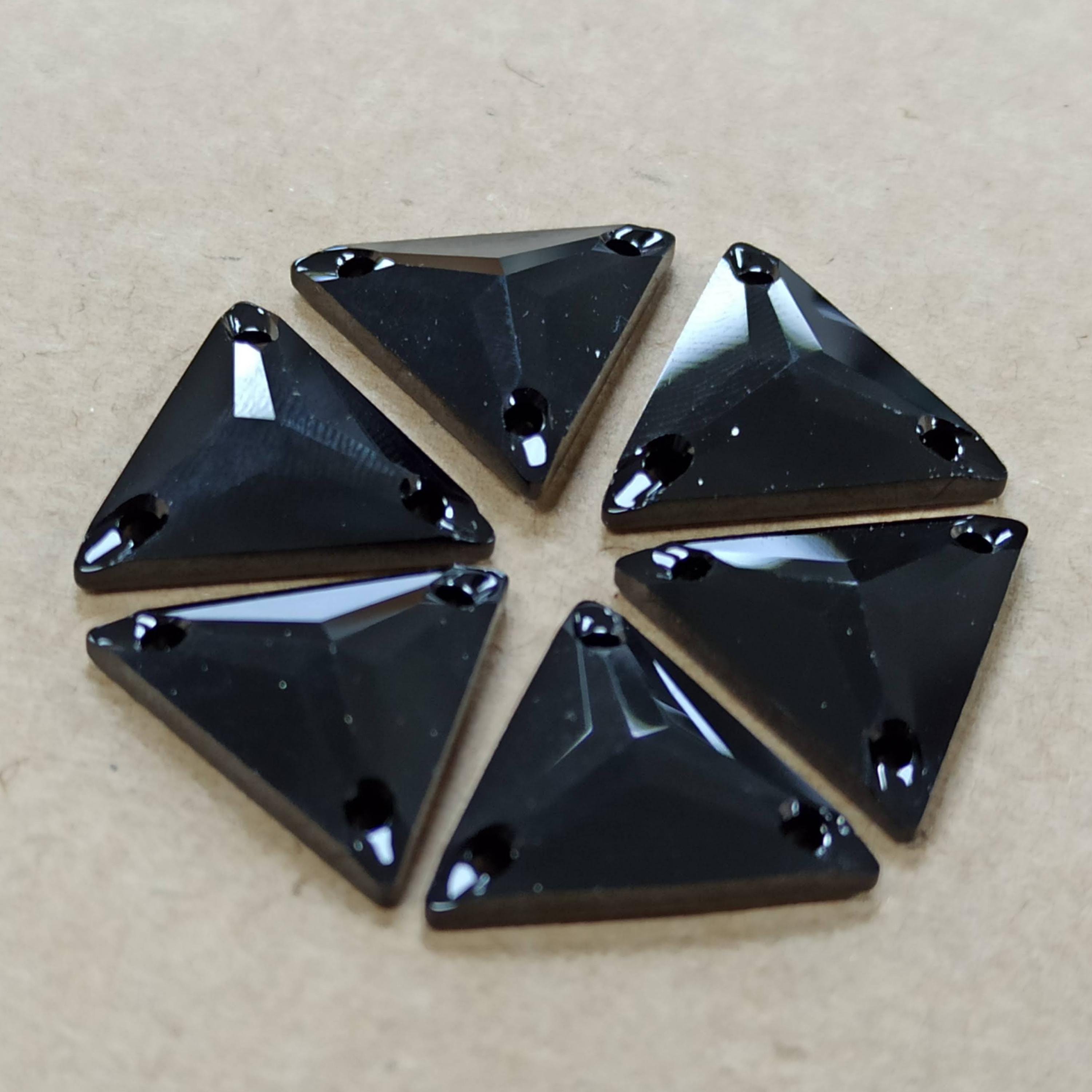 Swarovski Jet Black Triangle Sew-on Crystal Rhinestone 16mm, Triple ...
