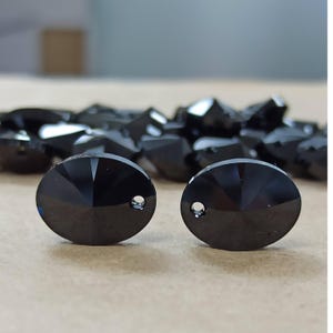 Swarovski Black Jet Oval Crystal Pendant: 6028 Austrian Crystal