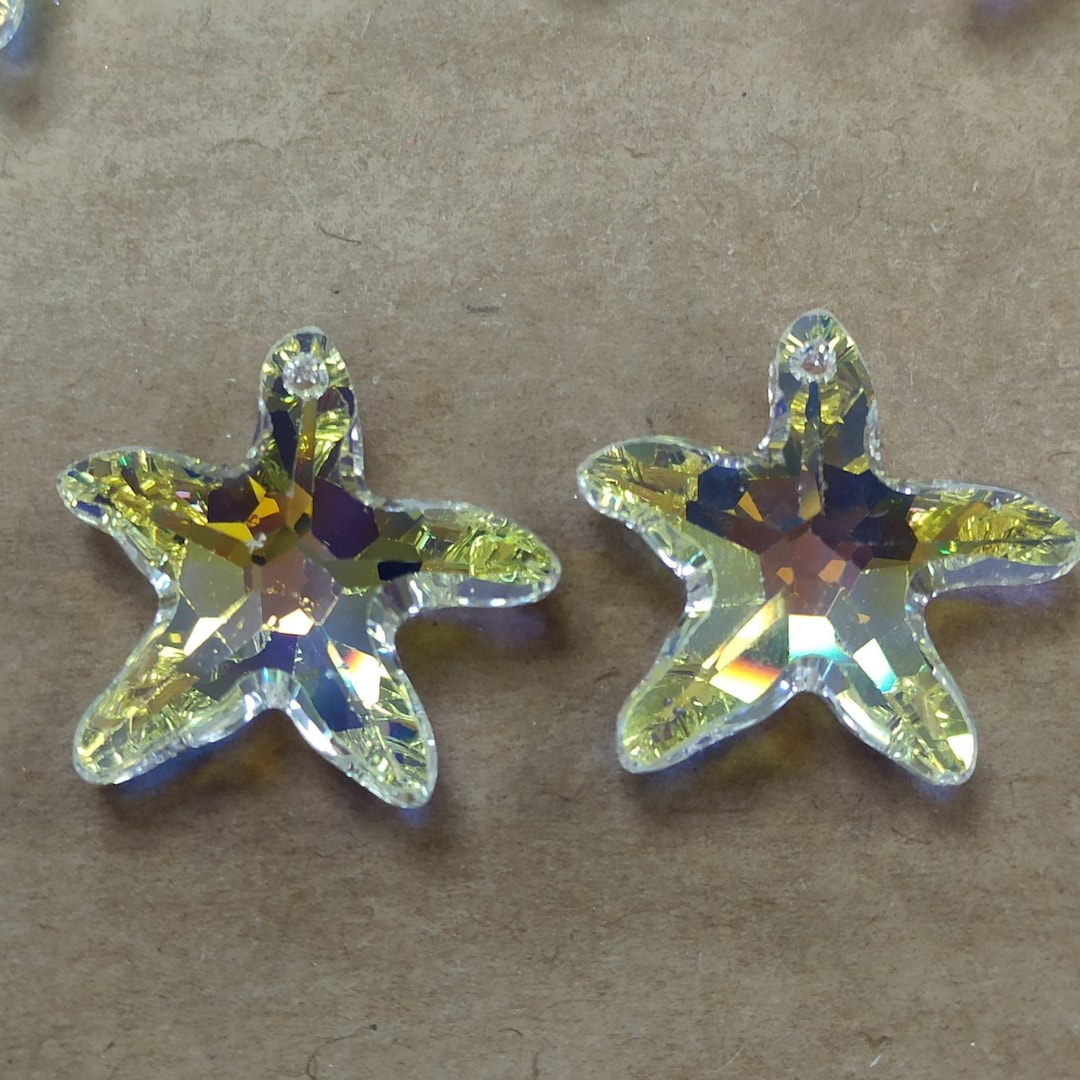 スワロフスキー ヒトデペンダント：クリスタルクリアABビーズ、16/28