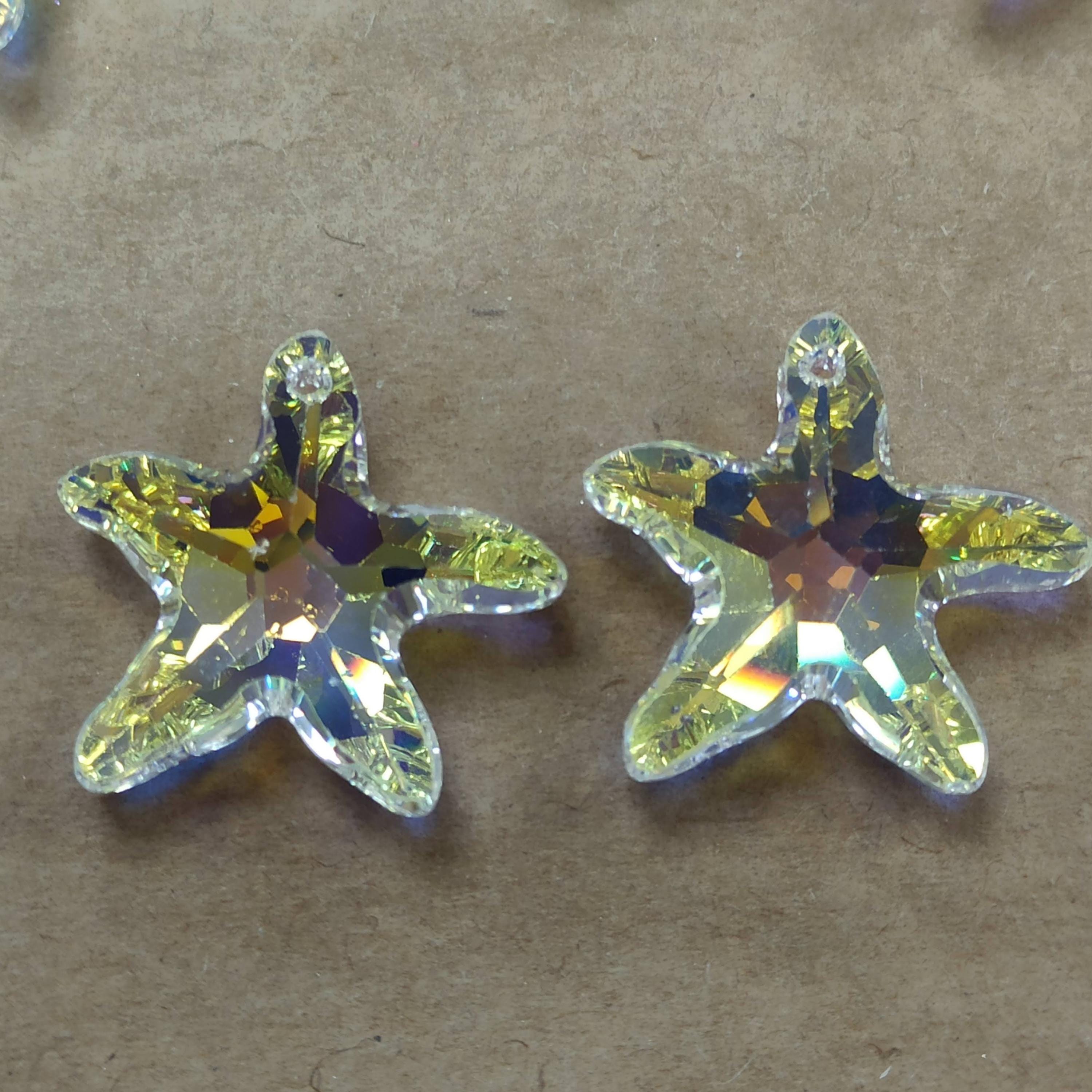 スワロフスキー ヒトデペンダント：クリスタルクリアABビーズ、16/28