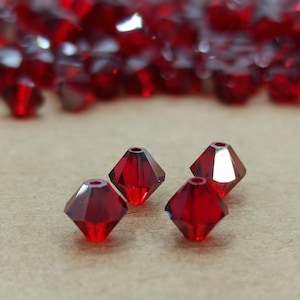 Swarovski Light Siam Satin Crystal Bicone Beads - 6mm Red Glitter