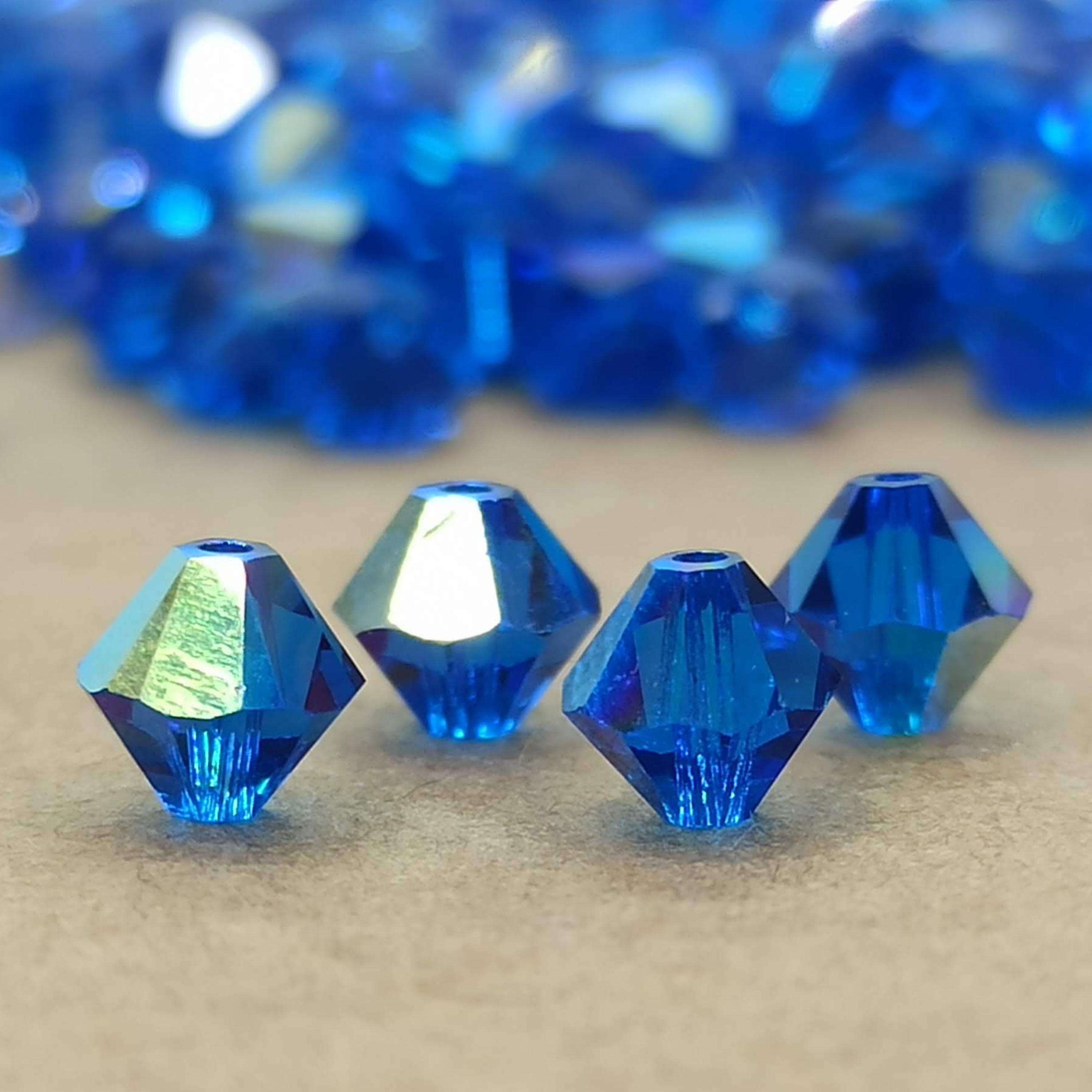 スワロフスキー　SWAROVSKI ロッキングホース　ブルー Swarovski Capri Blue AB Crystal Bicone Beads, 5301/5328 Cut