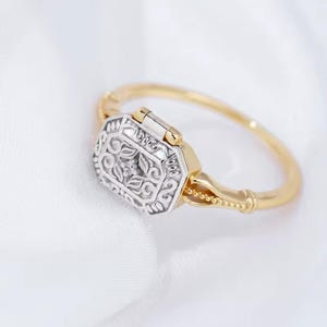 Vintage Boxed Ring For Women*  Elegant Retro Pattern Box Shape Brithday Gift * 925 Sterling Silver Ring Gold Vermeil Jewelry* Mom’s Gift