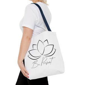 Lotus Flower Tote Bag, Yoga Bag, Zen Tote, Meditation Bag, Mindfulness Gift, Reusable Shopping Bag