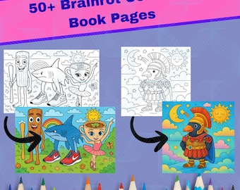 Italian Brainrot Coloring Pages: 50+ Unique Designs (Digital Download A4 Size PNG File)