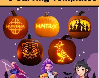 Kpop Hunter Demon  Pumpkin Carving Stencils: 5 PNG Templates (Digital Download) - Rumi - Saja - Soda Pop