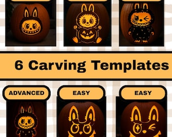 Coquette Blind Box Character Pumpkin Carving Stencils: 6 PNG Templates (Digital Download)