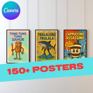 ITALIAN BRAINROT (150+) Poster Print Bundle  Design Bundle , Tralalero Tralala, Tung Tung Sahur, Clipart Png, Digital Stickers, Viral Meme,