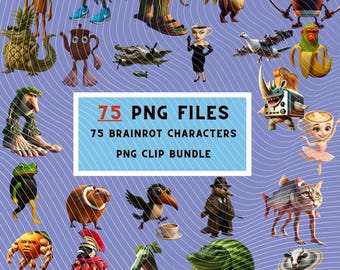 Italian Brainrot Meme PNG Bundle: 75 Quirky Clipart Stickers (Digital Download