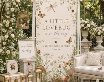Little Lovebug on the Way Baby Shower Banner, Cute Baby Shower Decor, Lovebug Baby Shower Theme, Personalized Baby Shower Welcome Banner