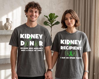 Kidney Donor Matching Shirts, Organ Donation T-shirt, Green Ribbon Shirt Organ Transplantation Awareness Tee, Green Ribbon Gift