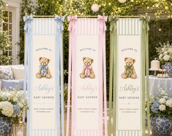 Custom Baby Shower Sign, Fabric Baby Shower Sign, Teddy Bear Baby Shower Banner, Baby Shower Decorations, Baby Shower Welcome Sign