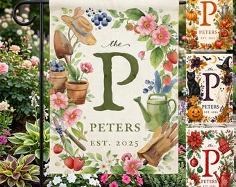 Personalized Garden Flag, Custom Yard Decor, Simple Monogram Gardener Yard Decor, Gardening Gift for Grandma, Mother's Day Gift