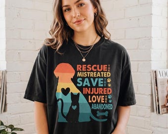 Retro Animal Adoption Shirt, Dog Adoption Shirt, Cat Rescue Shirt, Animal Rescue Shirt, Cat Dog Lovers Gift