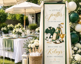 Golf Baby Shower Banner, Little Putter Decor, Personalized Golf Theme Sign