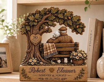 Custom 50th Wedding Anniversary Grandparents Gift, Personalized Couple Wooden Block, Grandma Grandpa Gift, Golden Wedding Gifts