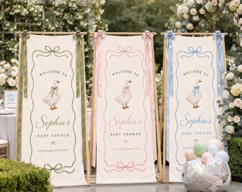 Little Goose Baby Shower Banner, Personalized Little Goose Welcome Sign, Baby Shower Fabric Banner, Custom Baby Shower Backdrop