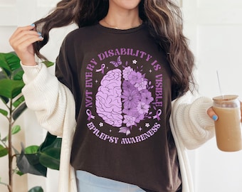 Epilepsy Shirt Epilepsy Awareness Shirt Epilepsy Mom Shirt Epilepsy Warrior Tshirt Purple Ribbon Shirt, Not Every Disability Is Visible