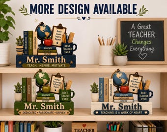 Custom Name Desk Plate for Teacher, Teacher Classroom Wooden Block, Custom Teacher Name, Teacher Appreciation Gift, Back To School Gift