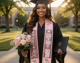 Personalized Nursing Graduation Stole with Name, RN Symbol