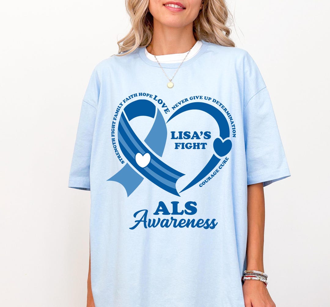 Personalized ALS Shirt, ALS Awareness Shirt, Blue Ribbon Shirt, ALS ...