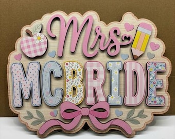 Personalized Teacher Name Door Sign, 3D Welcome Door Hanger, Classroom Decor, Teacher Appreciation Gifts, Teacher Gift 2026