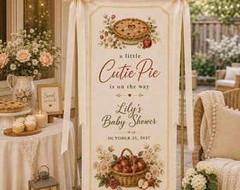 A Little Cutie Pie Is On The Way Baby Shower Banner, Apple Pie Fall Welcome Sign, Personalized Autumn Baby Shower Decor