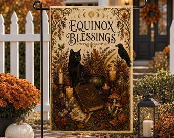 Mabon Garden Flag Autumn Equinox Outdoor Banner Pagan Harvest Decor Witchy Yard Sign