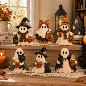 Bloque de madera con forma de fantasma para Halloween, adorno de madera para estante, adorno rústico de otoño para estante, decoración de mesa de estilo granja.