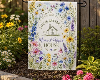Personalized Floral Garden Flag, Nana Grammy Grandmother Personalize, Flag , Grandparents Custom Names , Mother's Day Mimi Gigi Mama