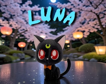 3D Printed Sailor Moon Luna CartoonPrint Mini Figure Anime K3
