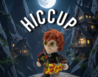 3D Printed Hiccup Flexi with Flaming Sword Inferno CartoonPrint Mini Figure How to Train Your Dragon HTTYD Hiccup Berk