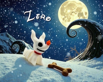 3D Printed Flexi Zero EnchantedPrint Mini Magic Disney Figure The Nightmare Before Christmas Ghost Dog I11