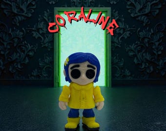 3D Printed Flexi Coraline with Button Eyes HorrorPrint Mini Figure Movie K5