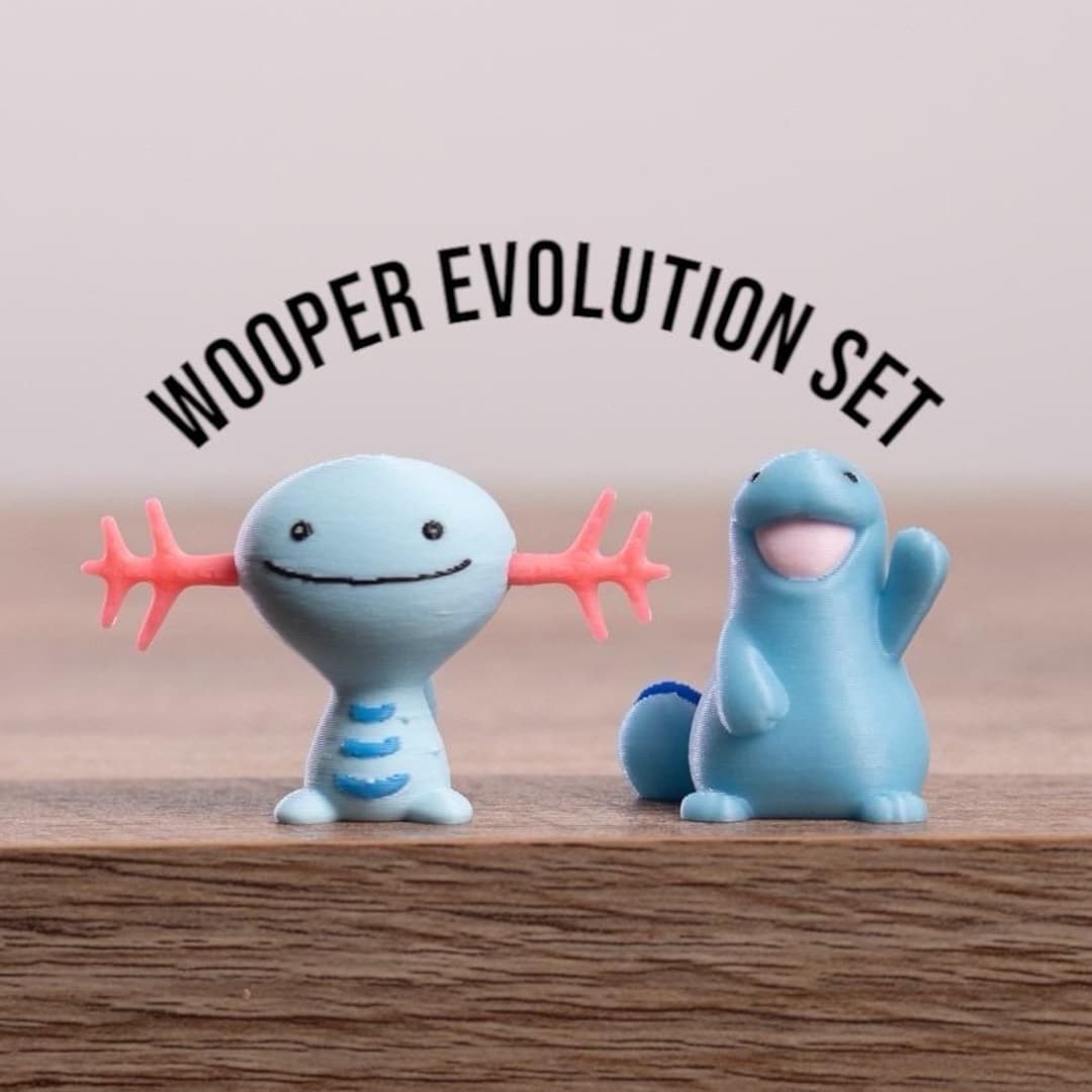 3D Printed Wooper and Quagsire Evolution Set Pokeprints Mini Pokemon ...
